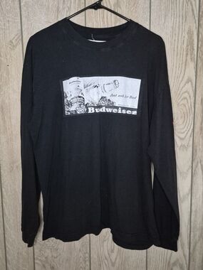 PacSun Budweiser Beer Graphic Long Sleeve T-Shirt Black Men's Size Large L